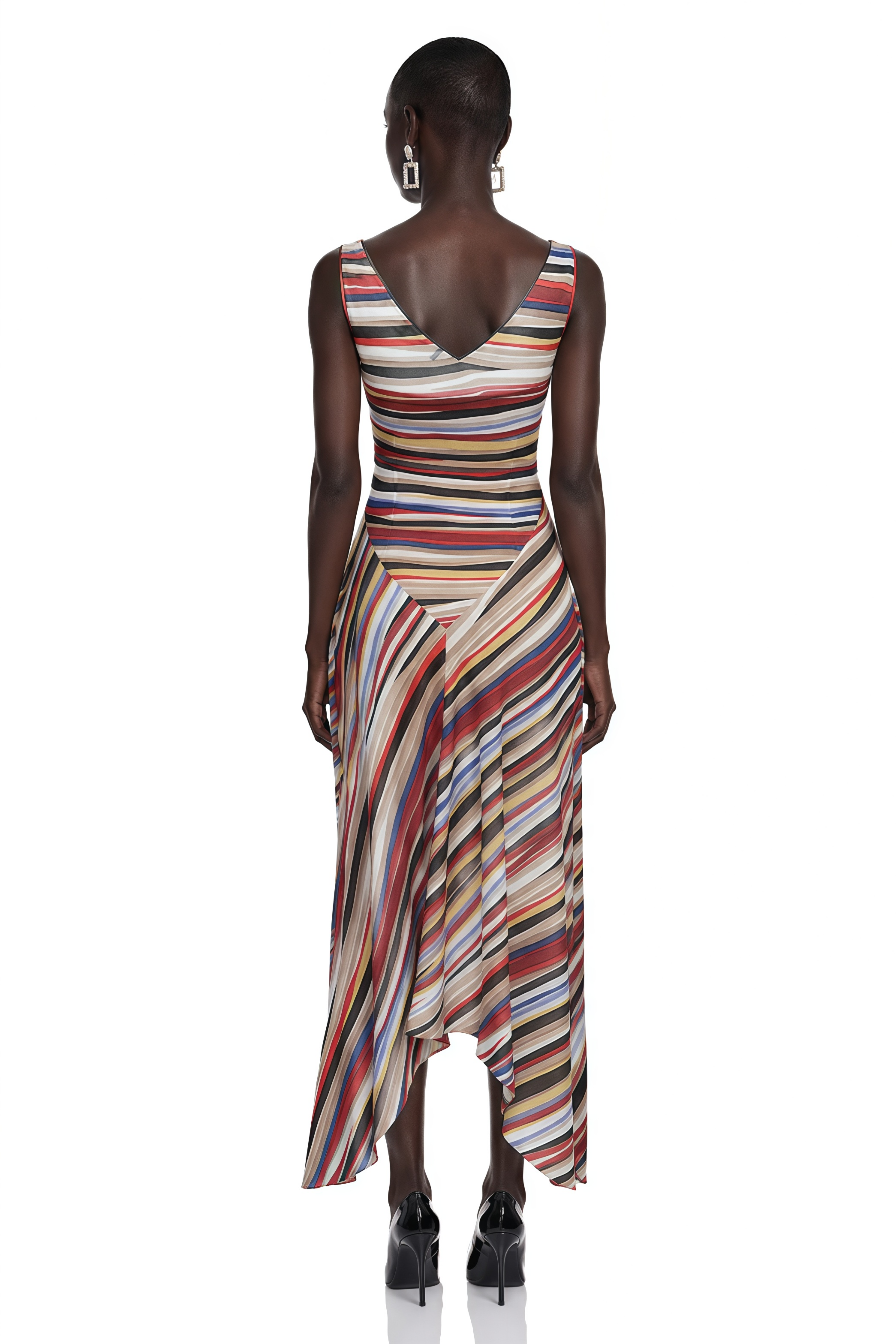 Sylvie Multicolour Striped Asymmetric Midi Dress