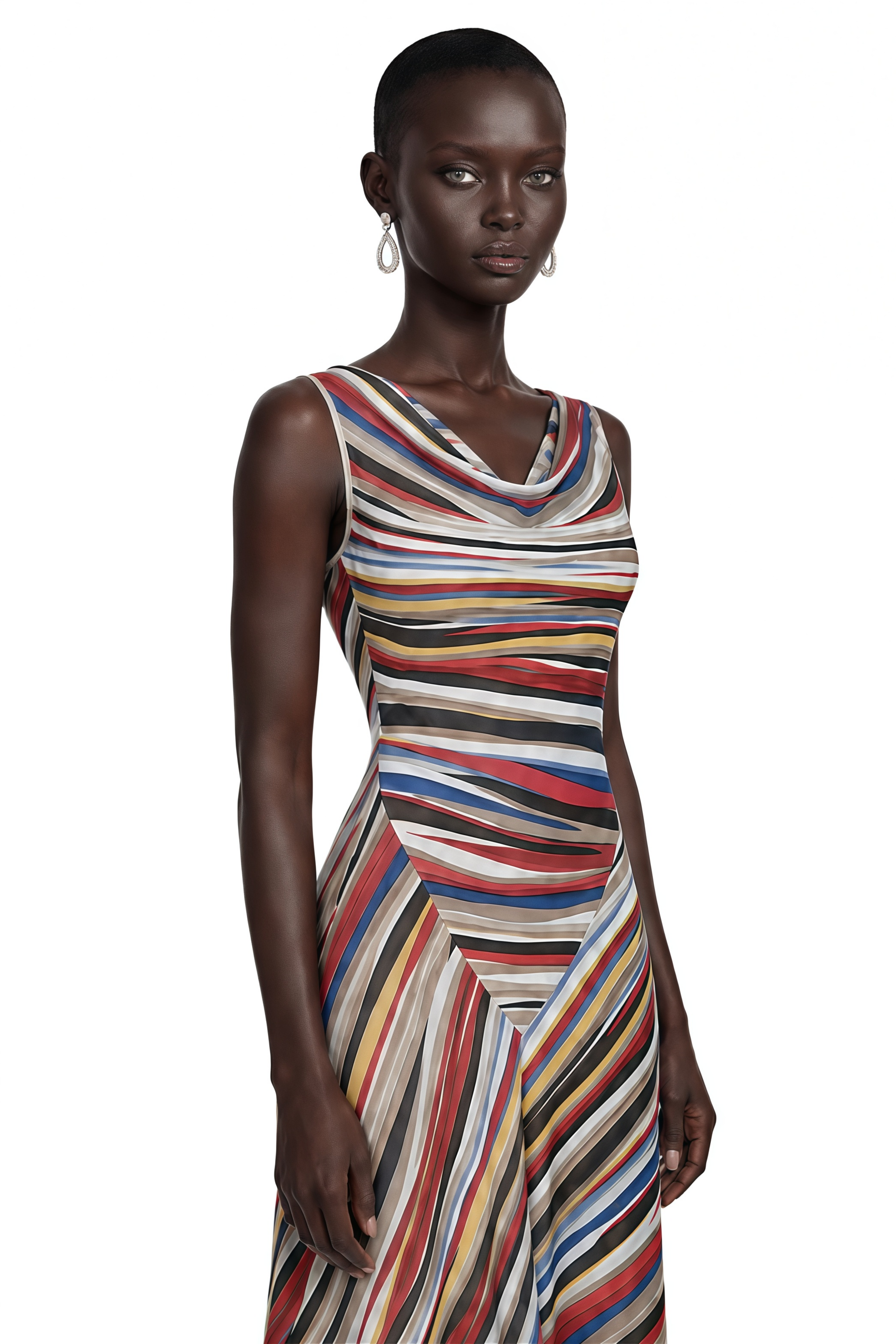 Sylvie Multicolour Striped Asymmetric Midi Dress