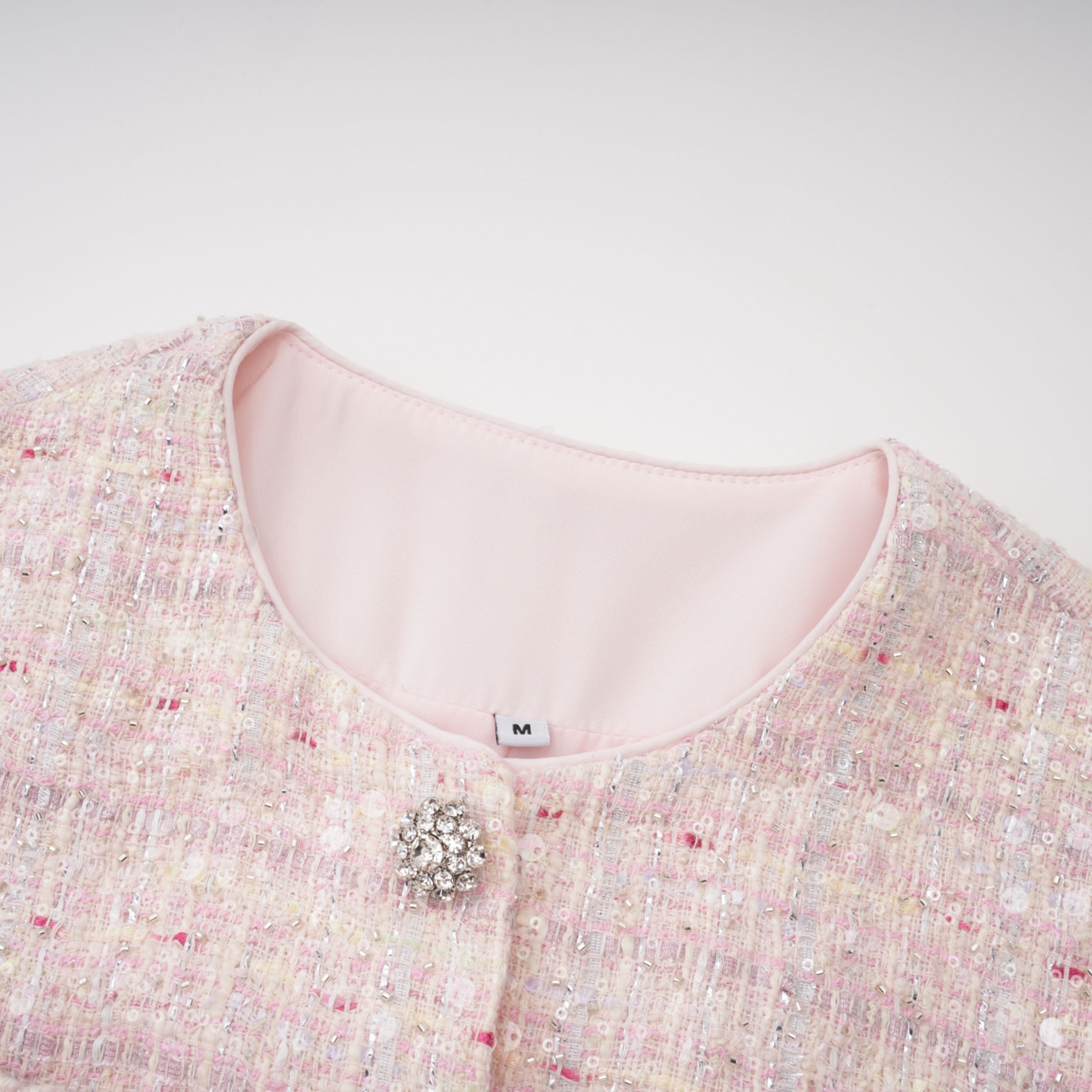 Tahmineh Pink Tweed Pleated Midi Dress (Final Sale-US Only)