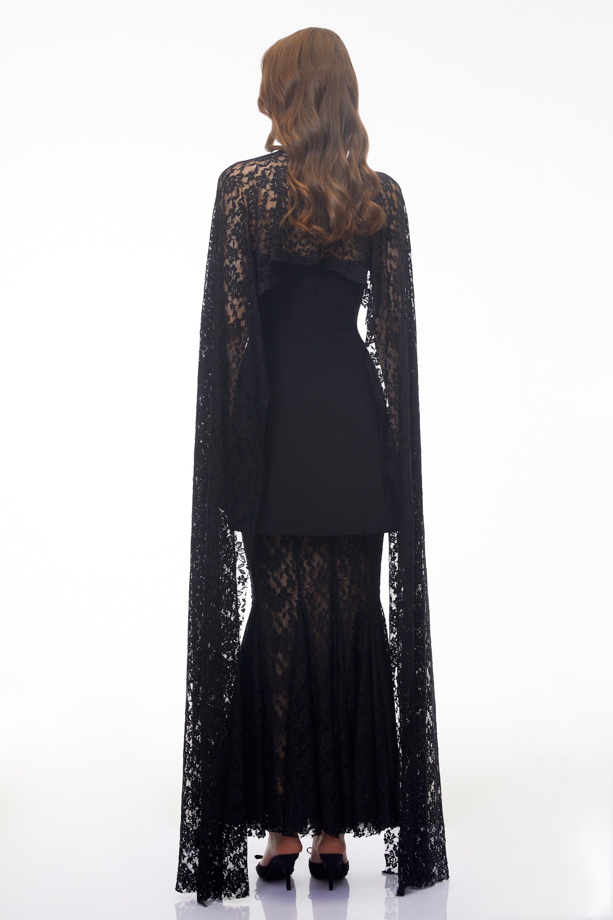 Taisiya Black Bow Mini Dress & Lace Skirt Set (Final Sale)