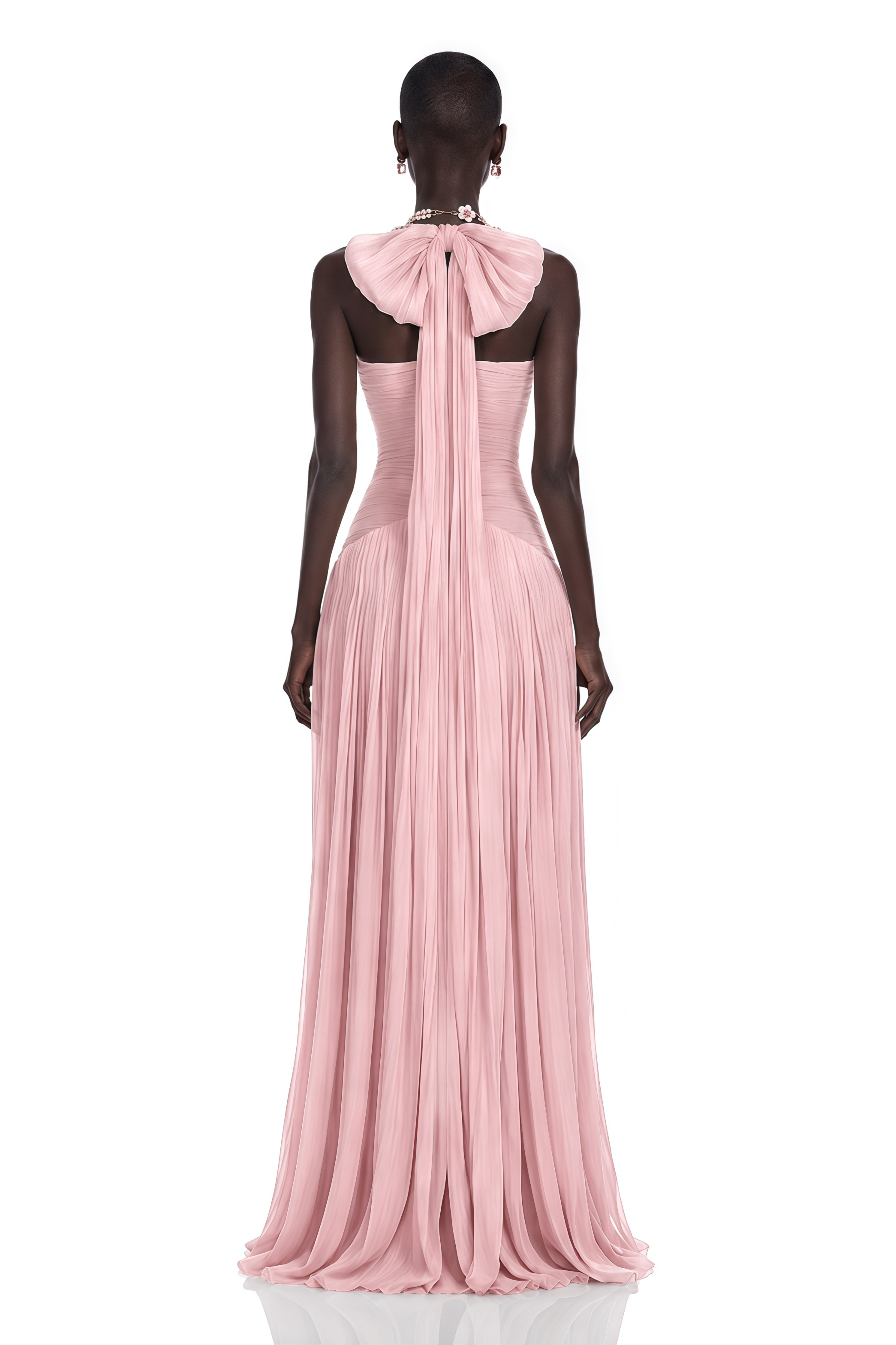 Térébenthine Blush Pink Glossy Gathered Maxi Dress