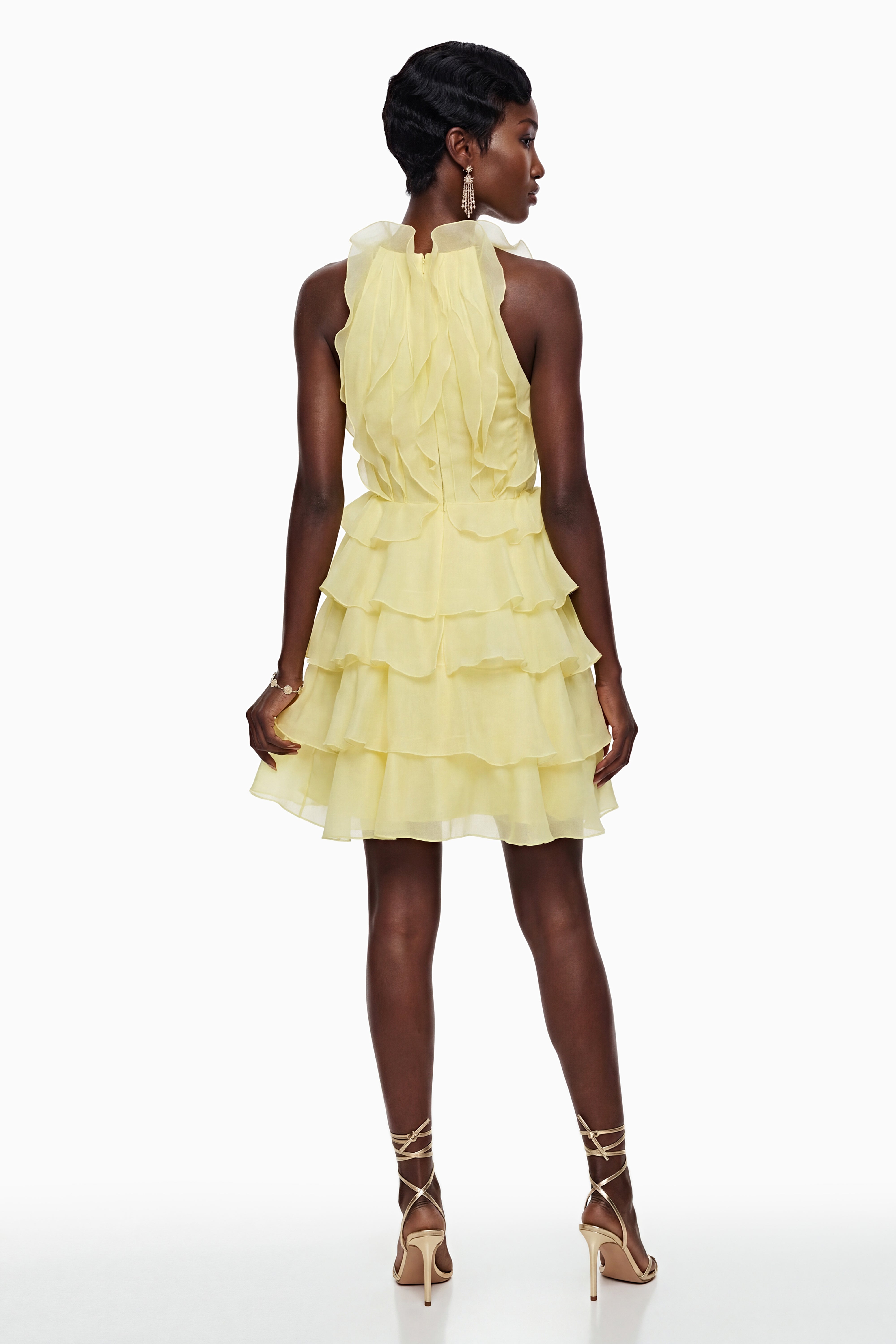 Thulisile Pale Yellow Halterneck Ruffled Mini Dress (Final Sale-US Only)