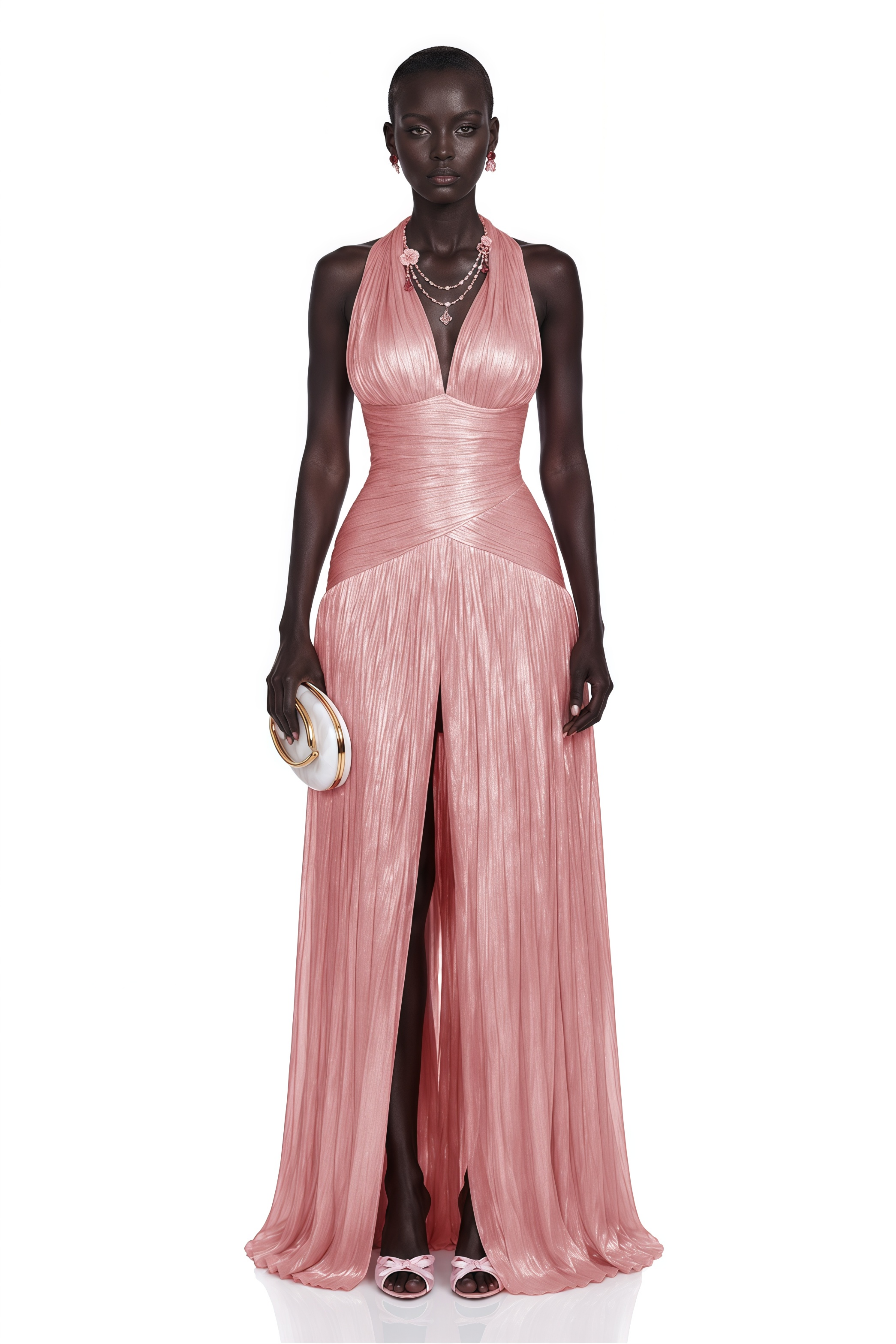 Uranie Pink Gathered Maxi Dress