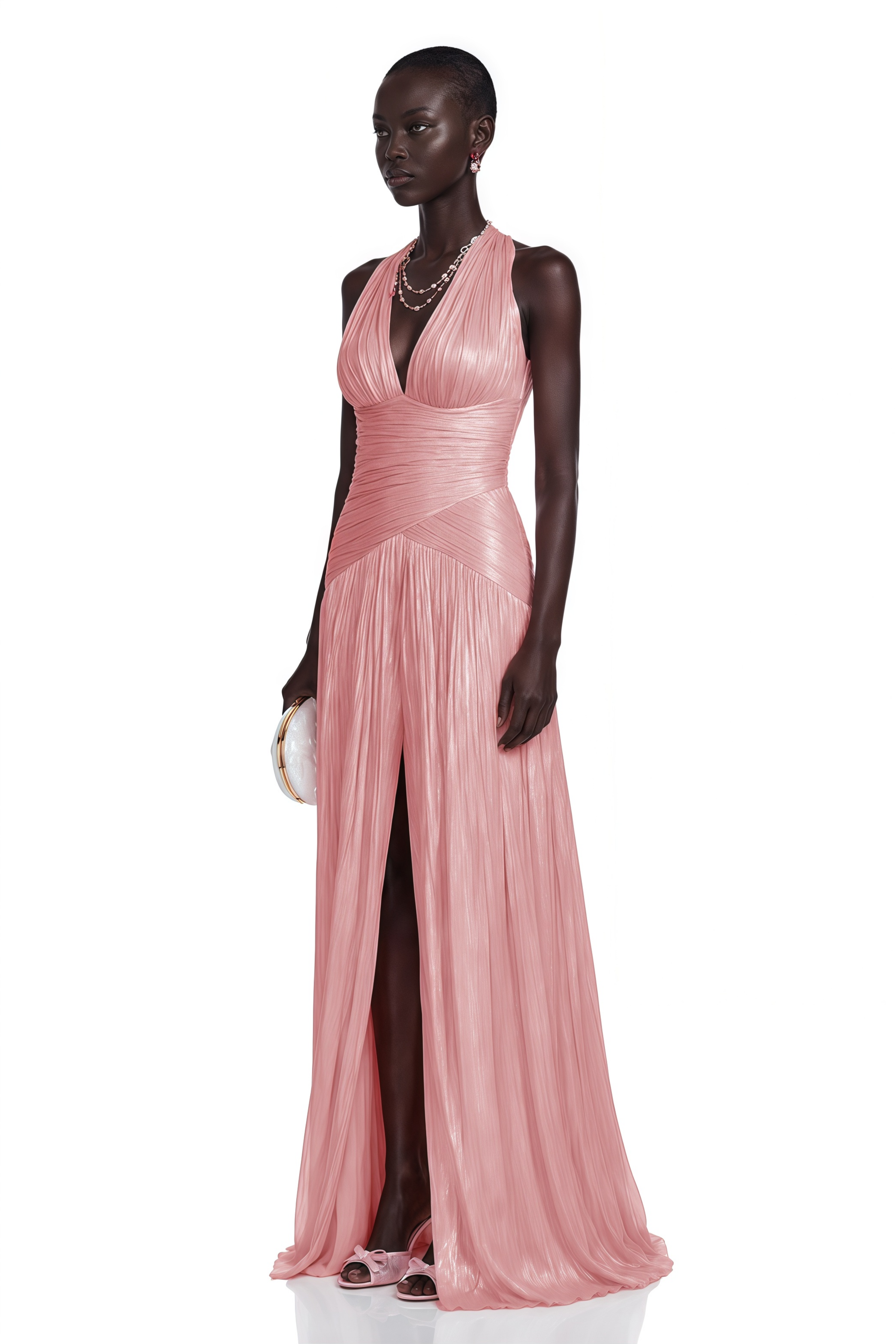 Uranie Pink Gathered Maxi Dress