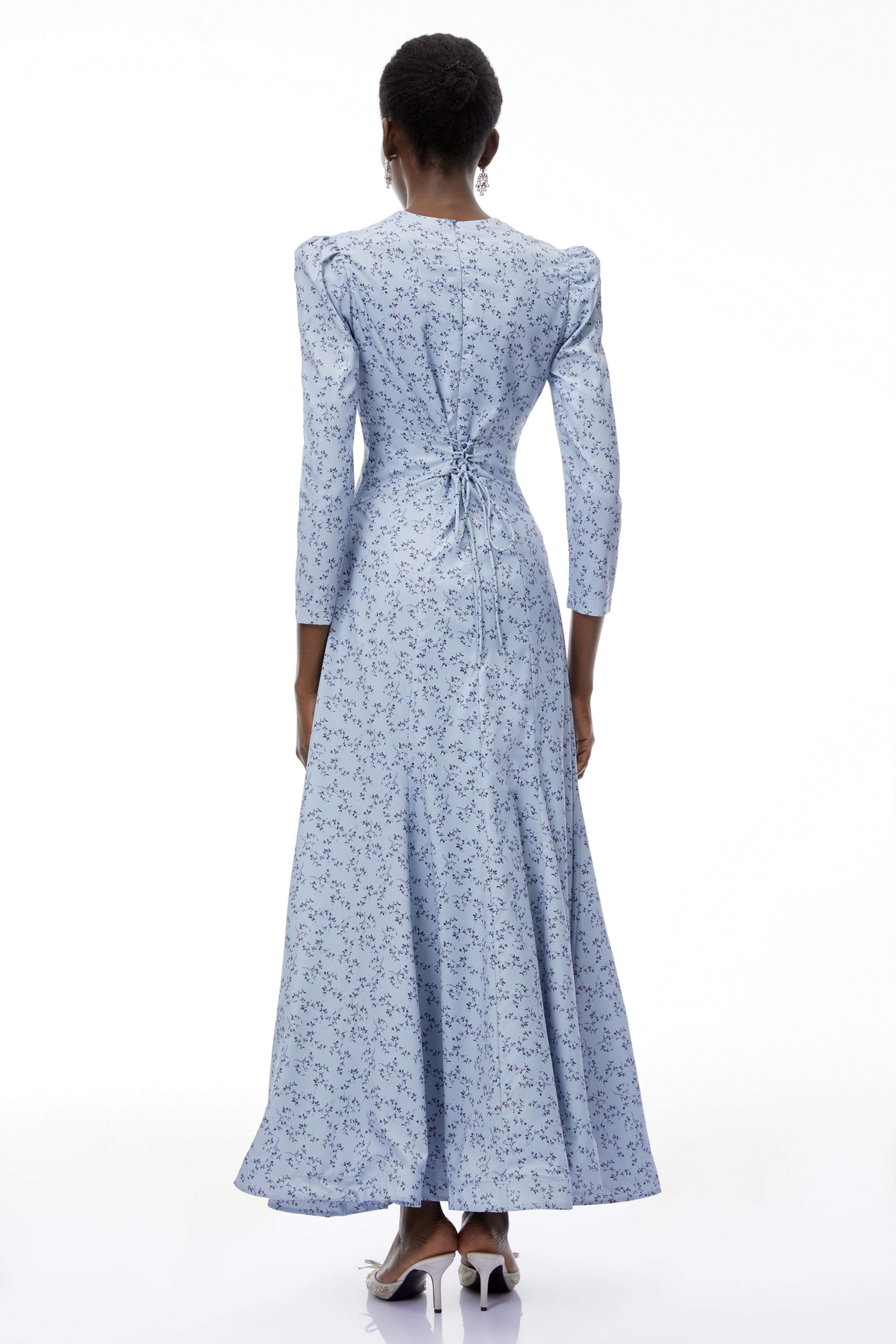 Ursula Blue Floral Print Ruffled Maxi Dress (Final Sale-US Only)