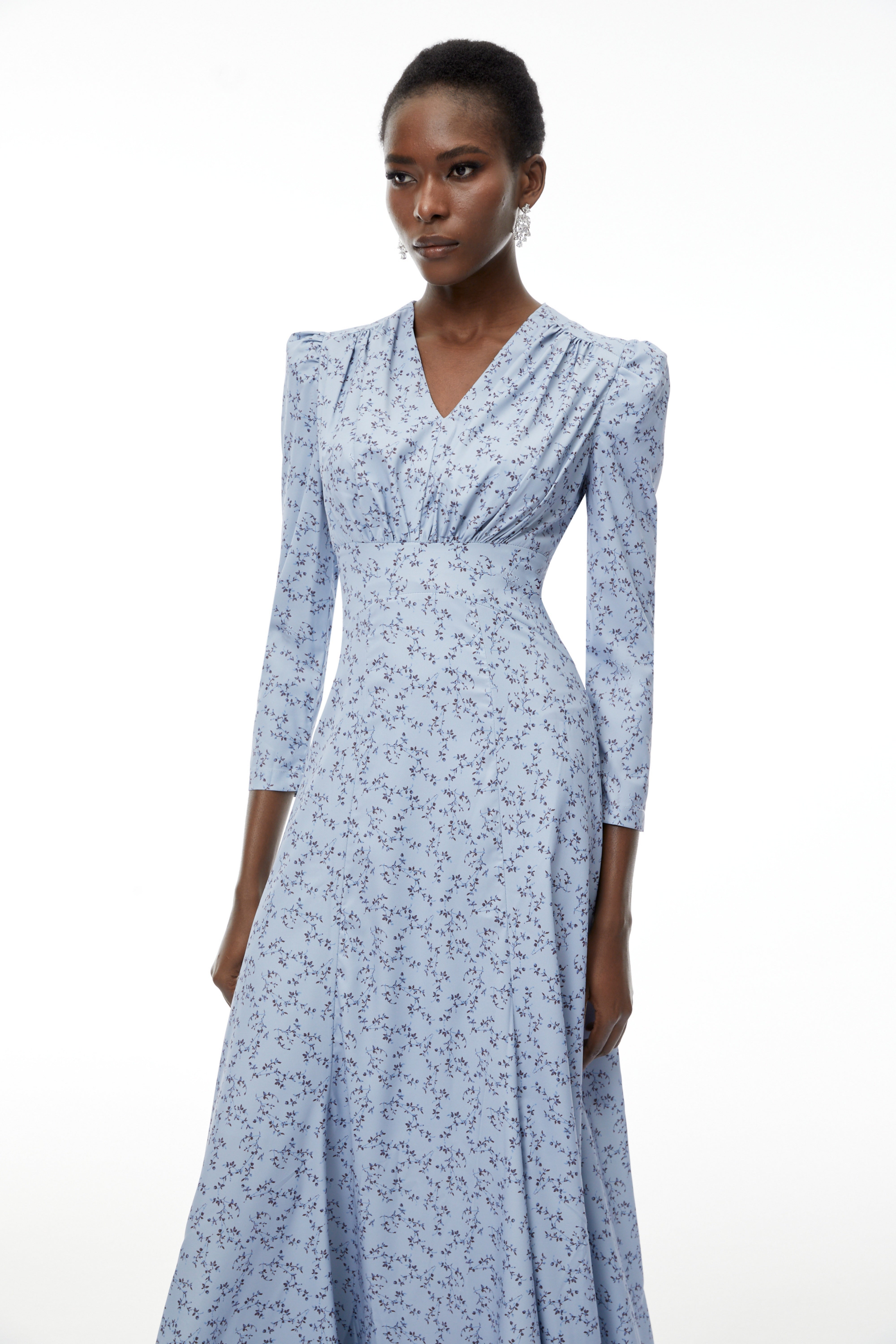 Ursula Blue Floral Print Ruffled Maxi Dress (Final Sale-US Only)