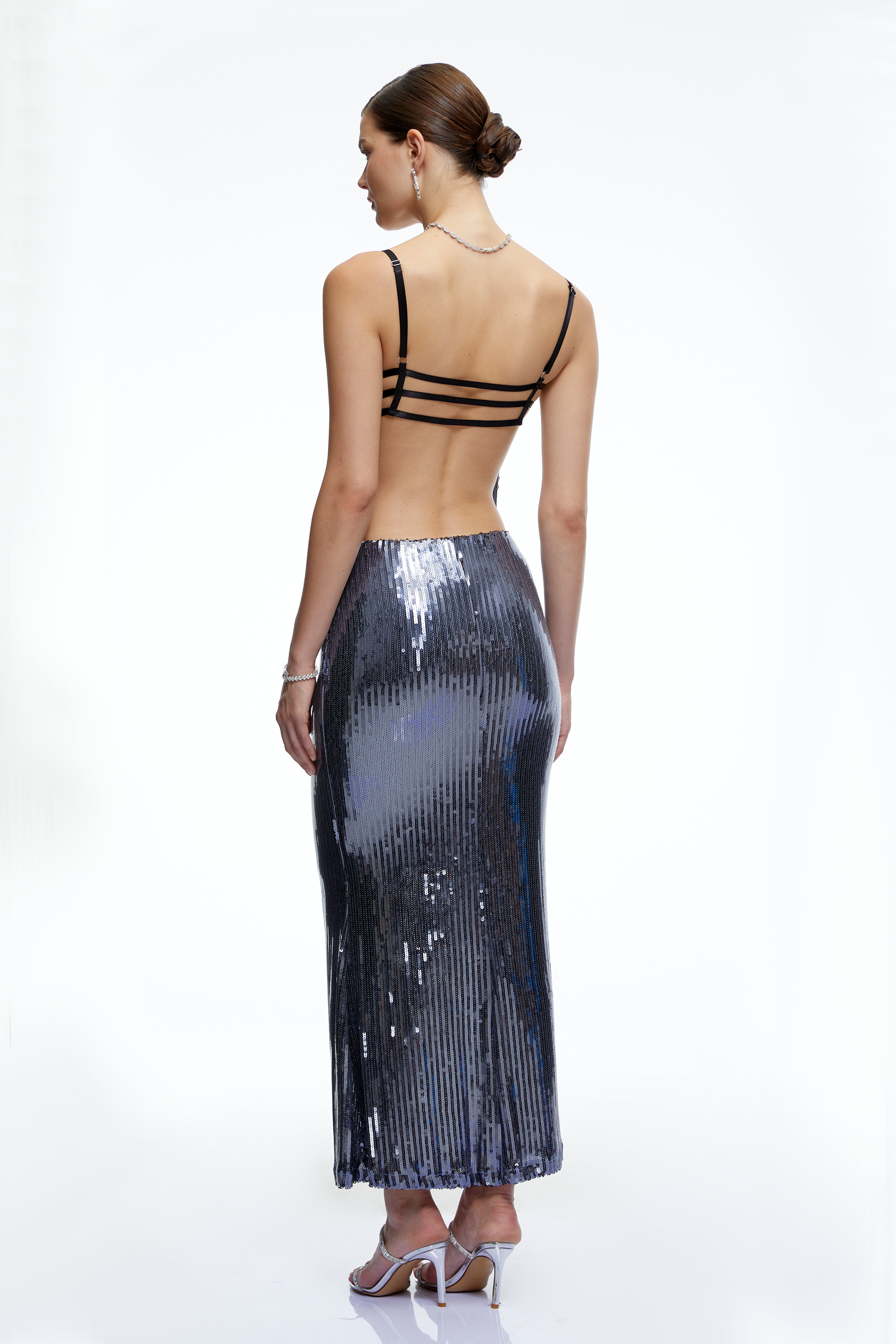 Vera Blue Color Block Sequin Maxi Dress
