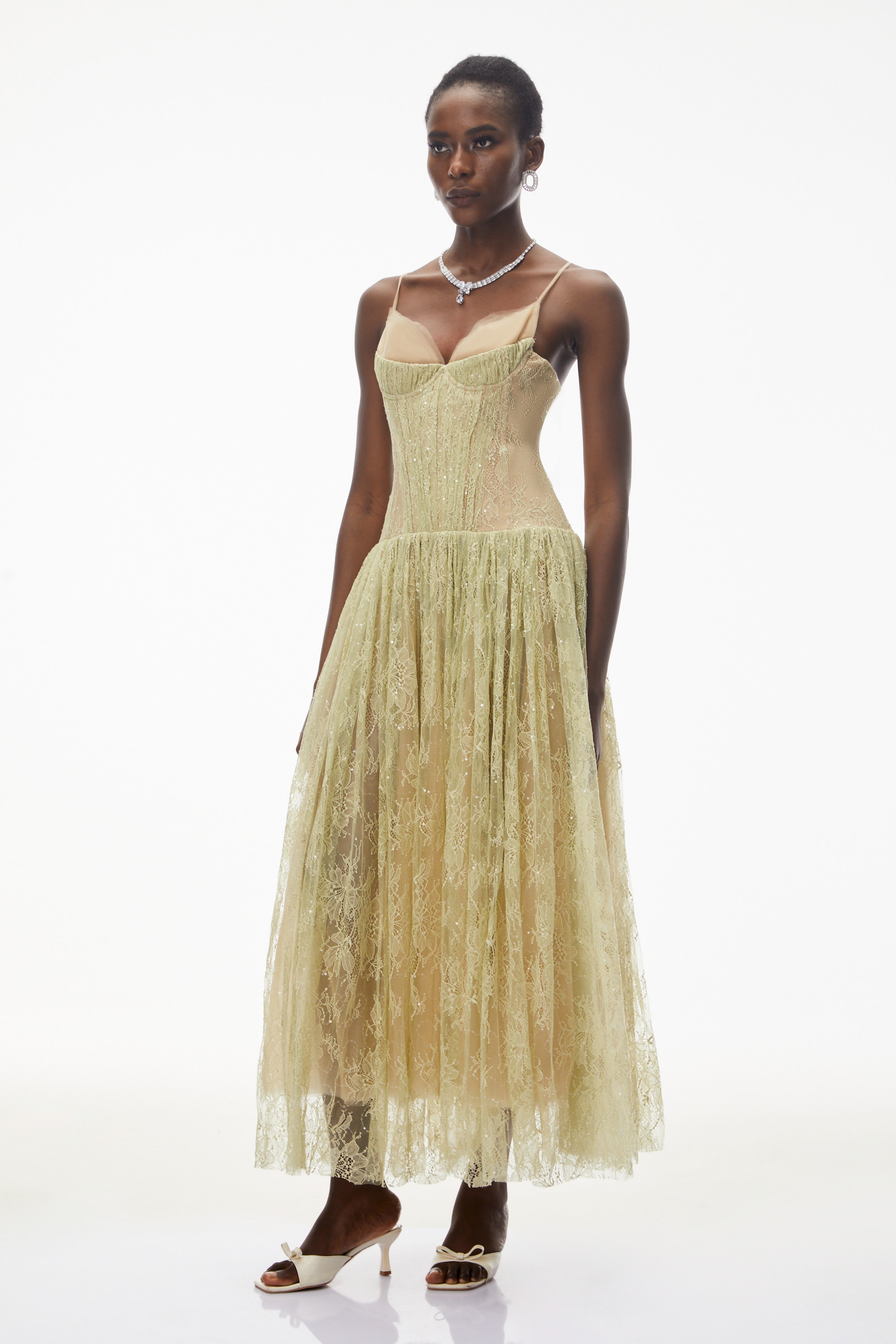 Severine Green Floral Lace Tulle Maxi Dress (Final Sale-US Only)
