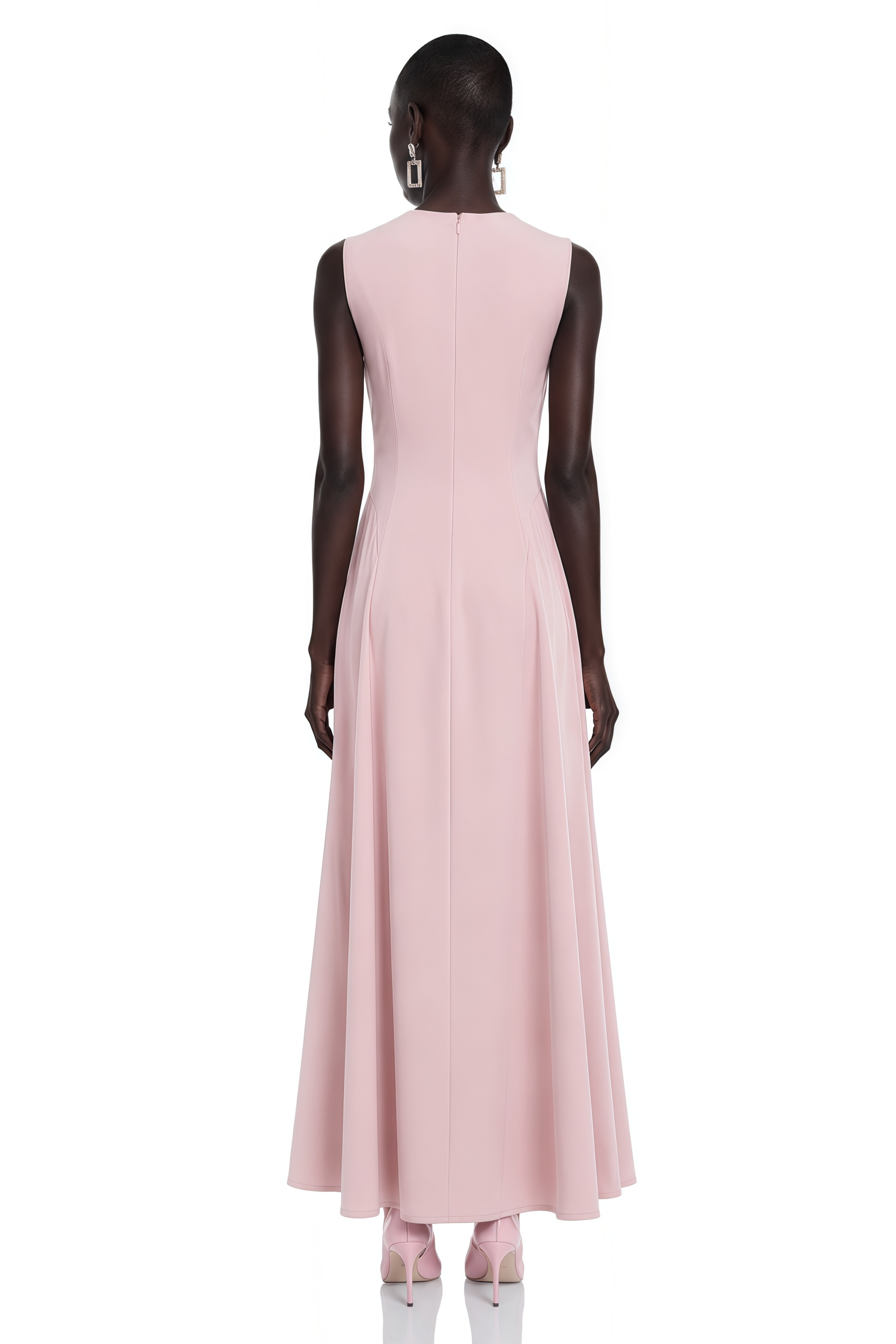 Vesper Pink Sleeveless Maxi Dress with Floral Lace Panels
