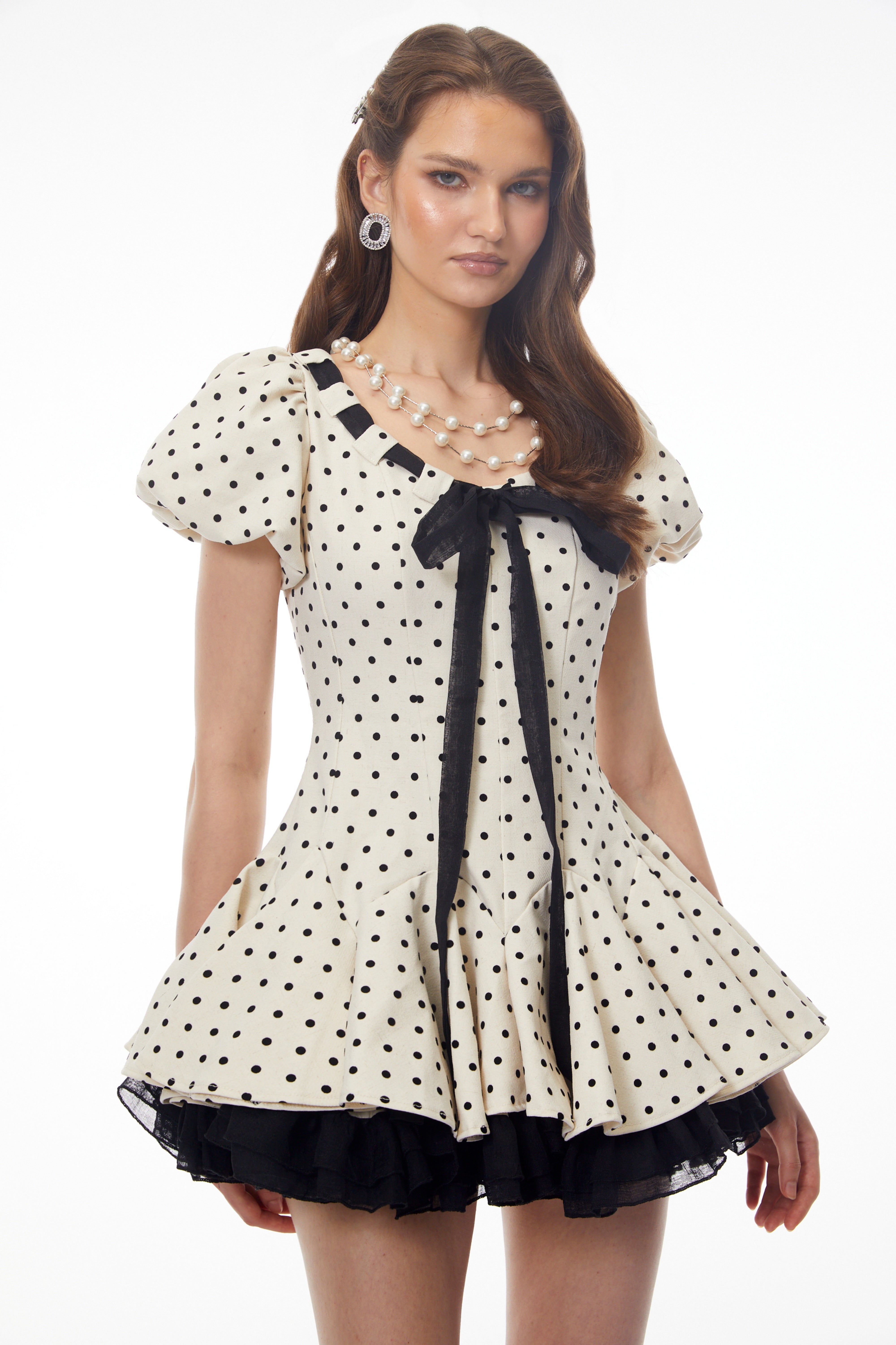 Wania White Polka Dot Mini Dress with Tie-Front (Final Sale-US Only)