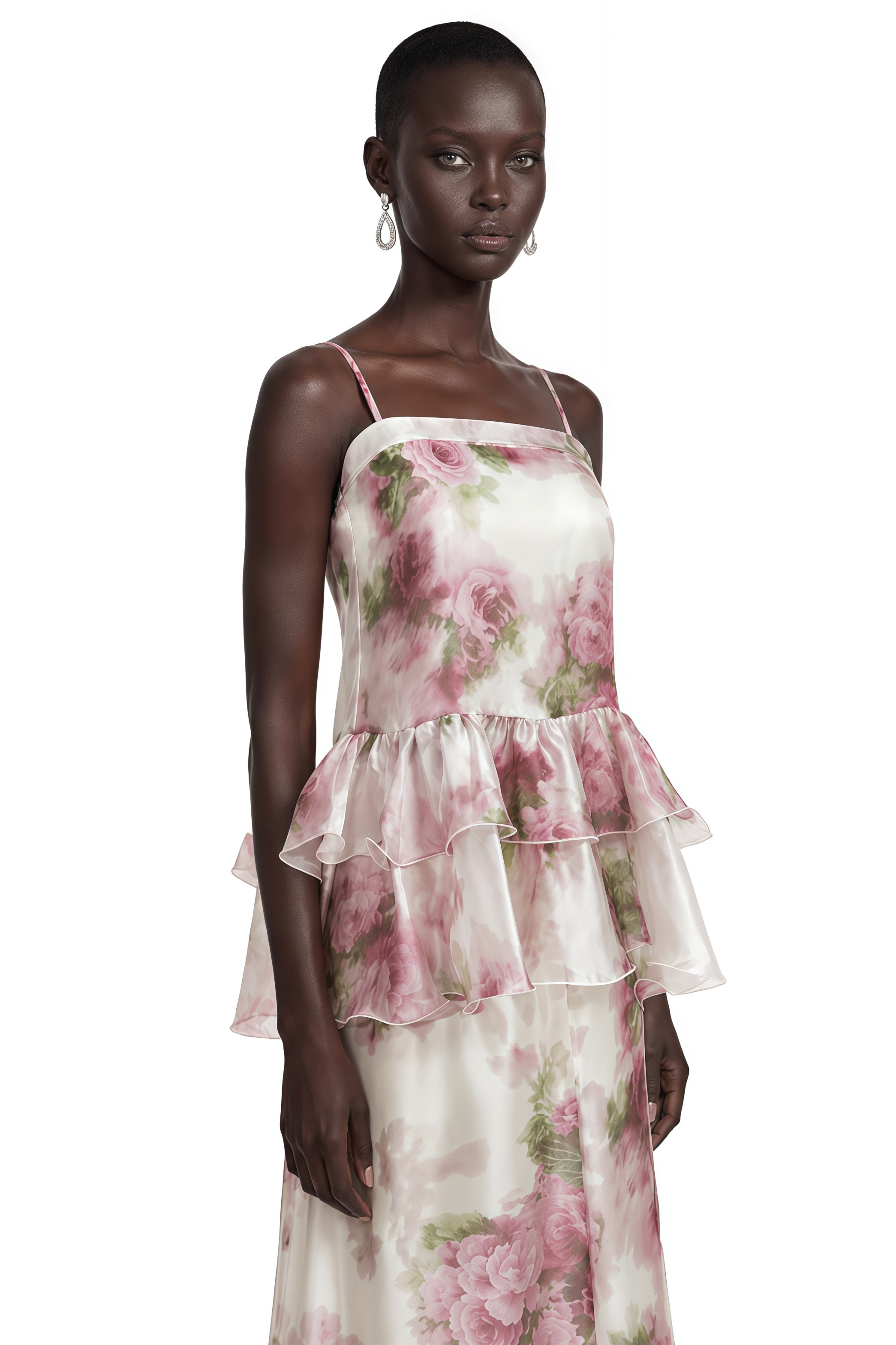 طقم بلوزة وتنورة من «ويلا» باللون الوردي بنقشة زهور وكشكشة