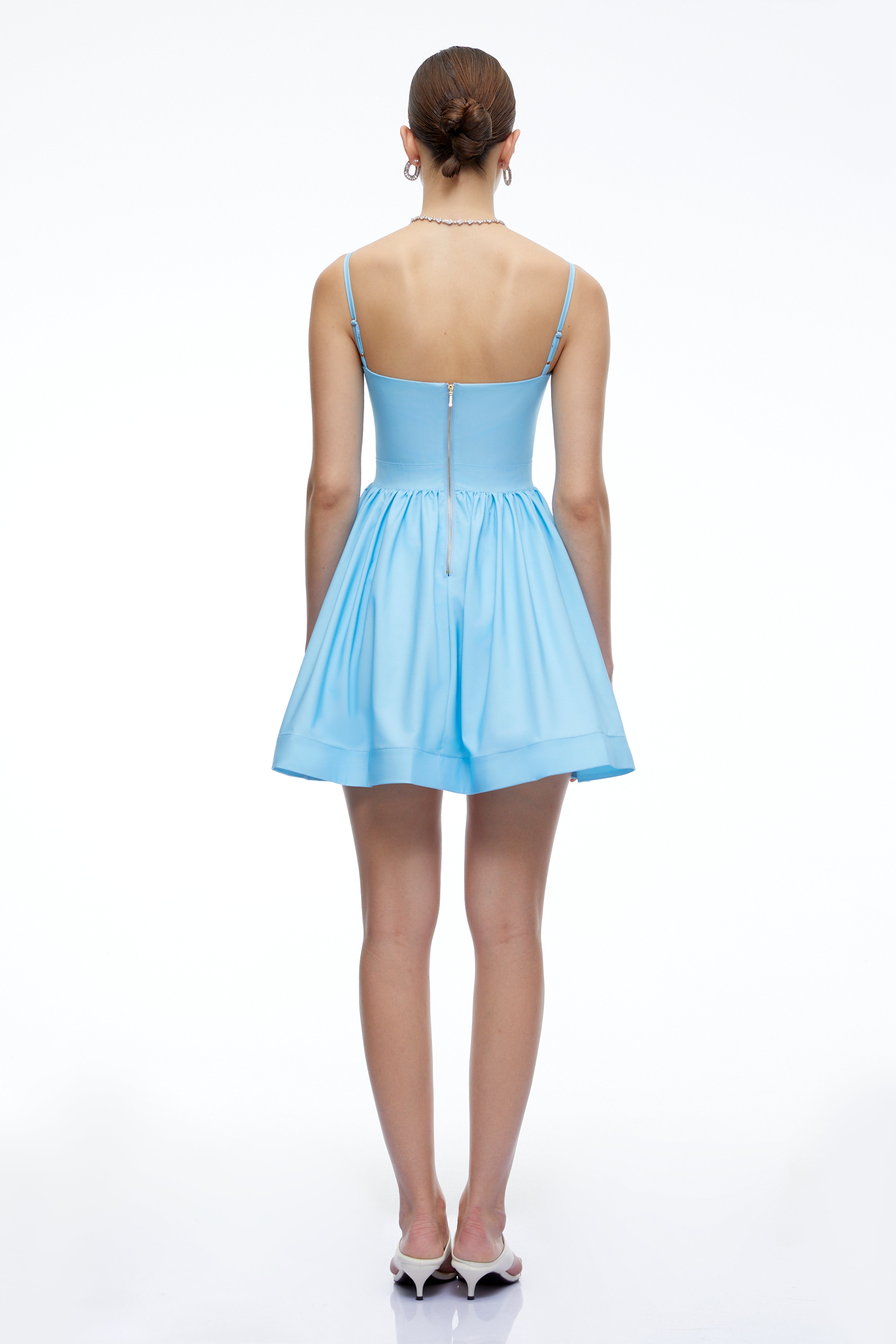 Xanthe Blue Floral Square Neck Mini Dress