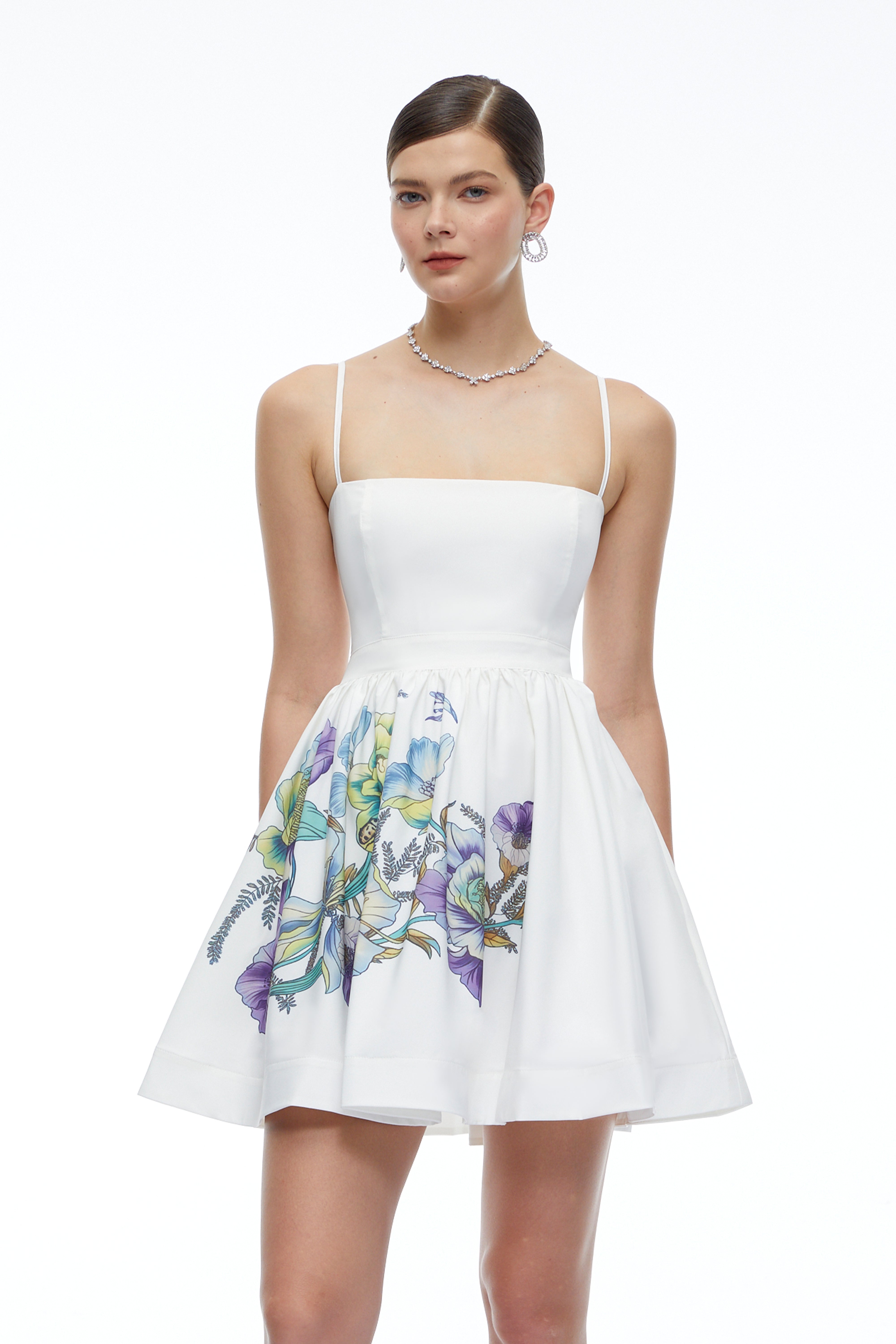Xanthe White Floral Square Neck Mini Dress