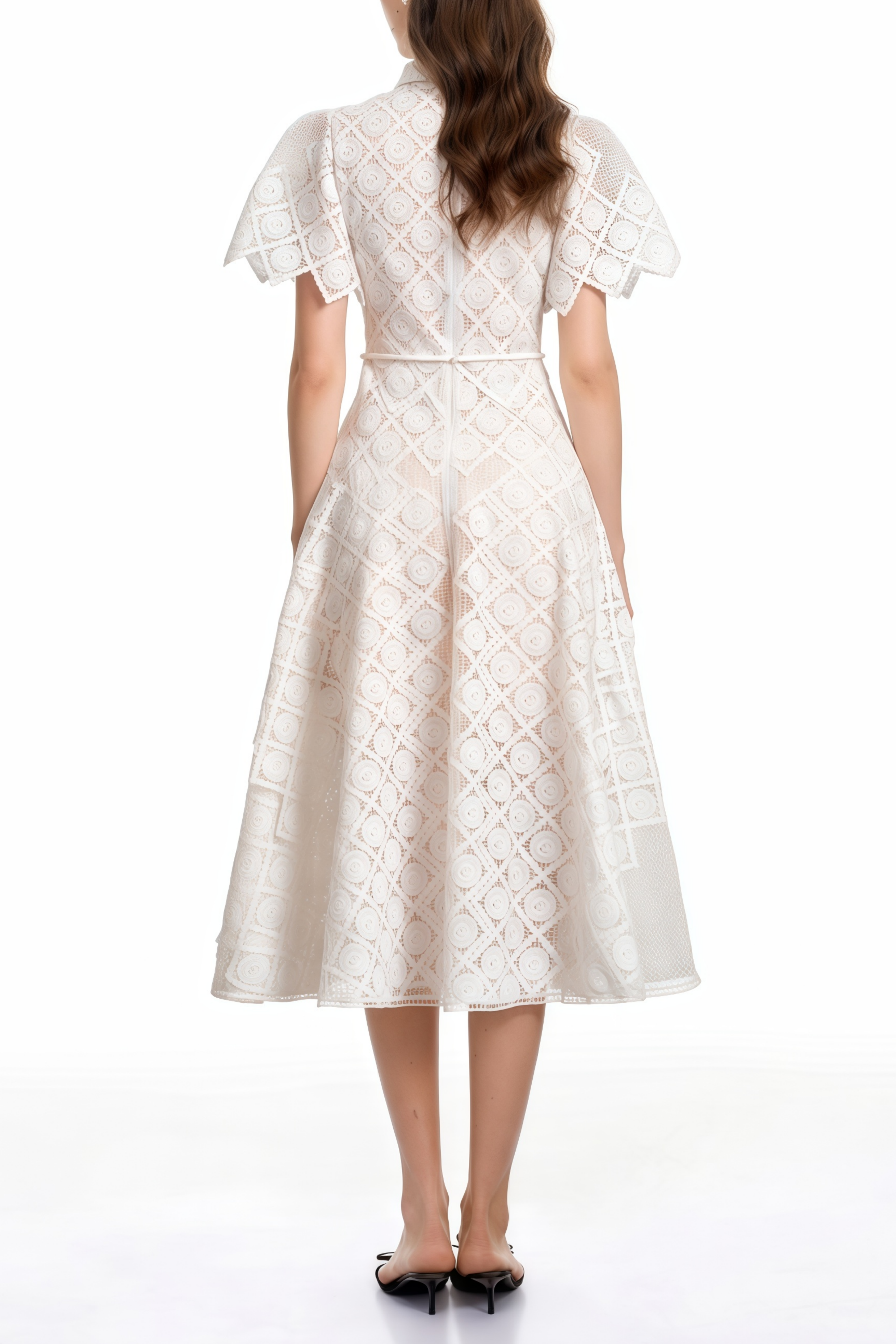 Yasmine White Floral-embroidered Midi Dress (Final Sale)
