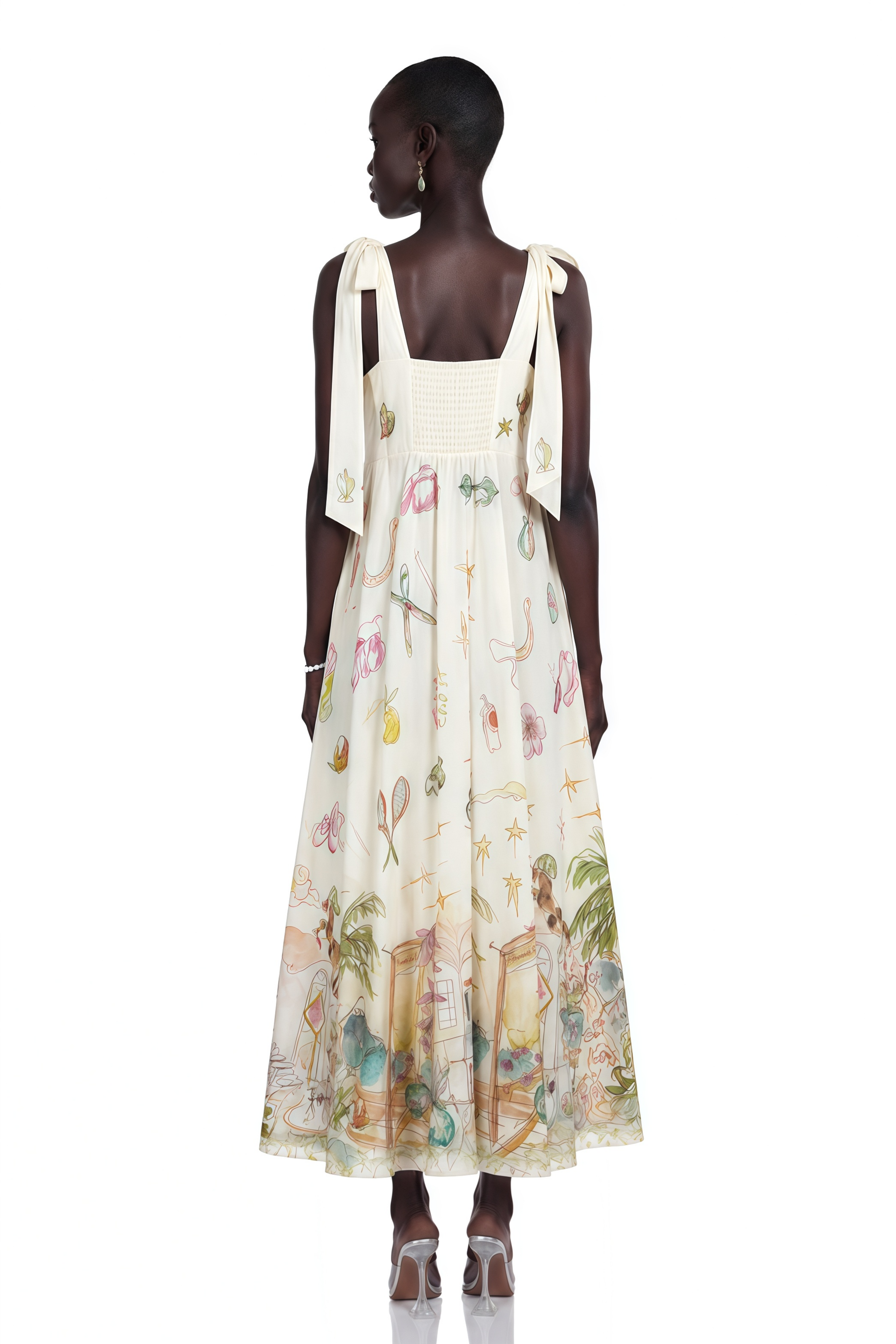 Zohar Green Color Block Print Maxi Dress