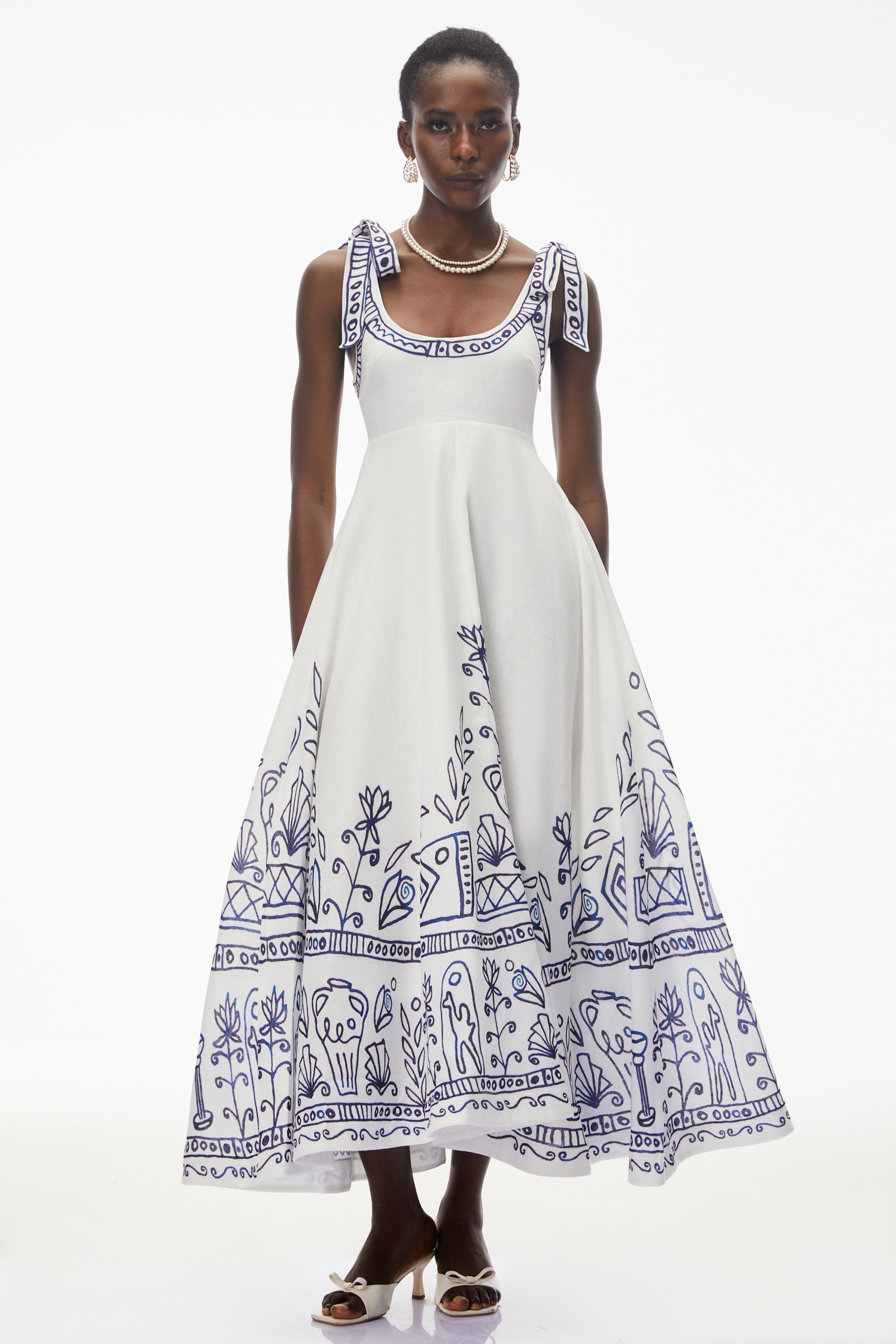 Zohar White Color Block Print Maxi Dress (Final Sale-US Only)