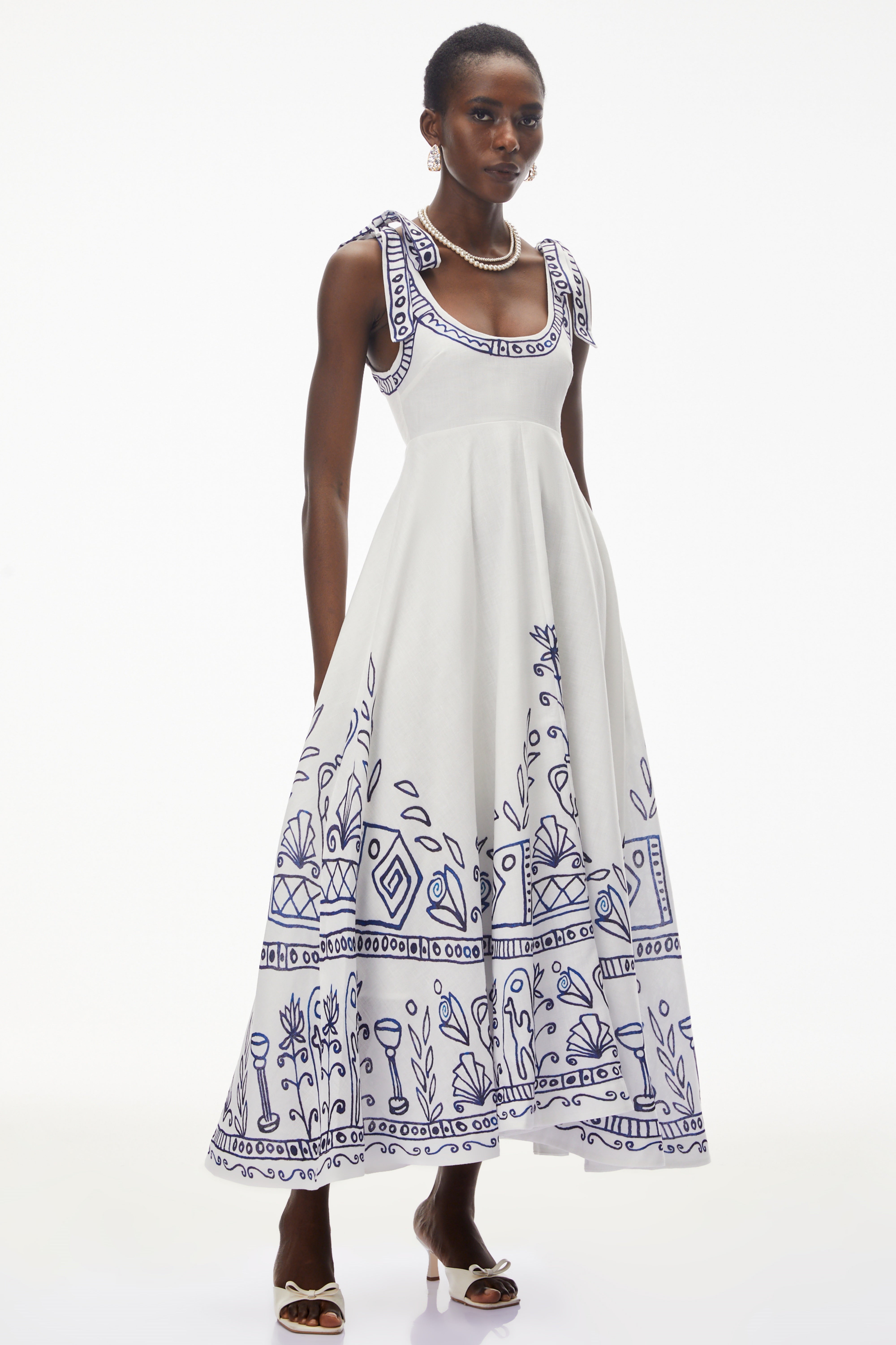 Zohar White Color Block Print Maxi Dress (Final Sale-US Only)