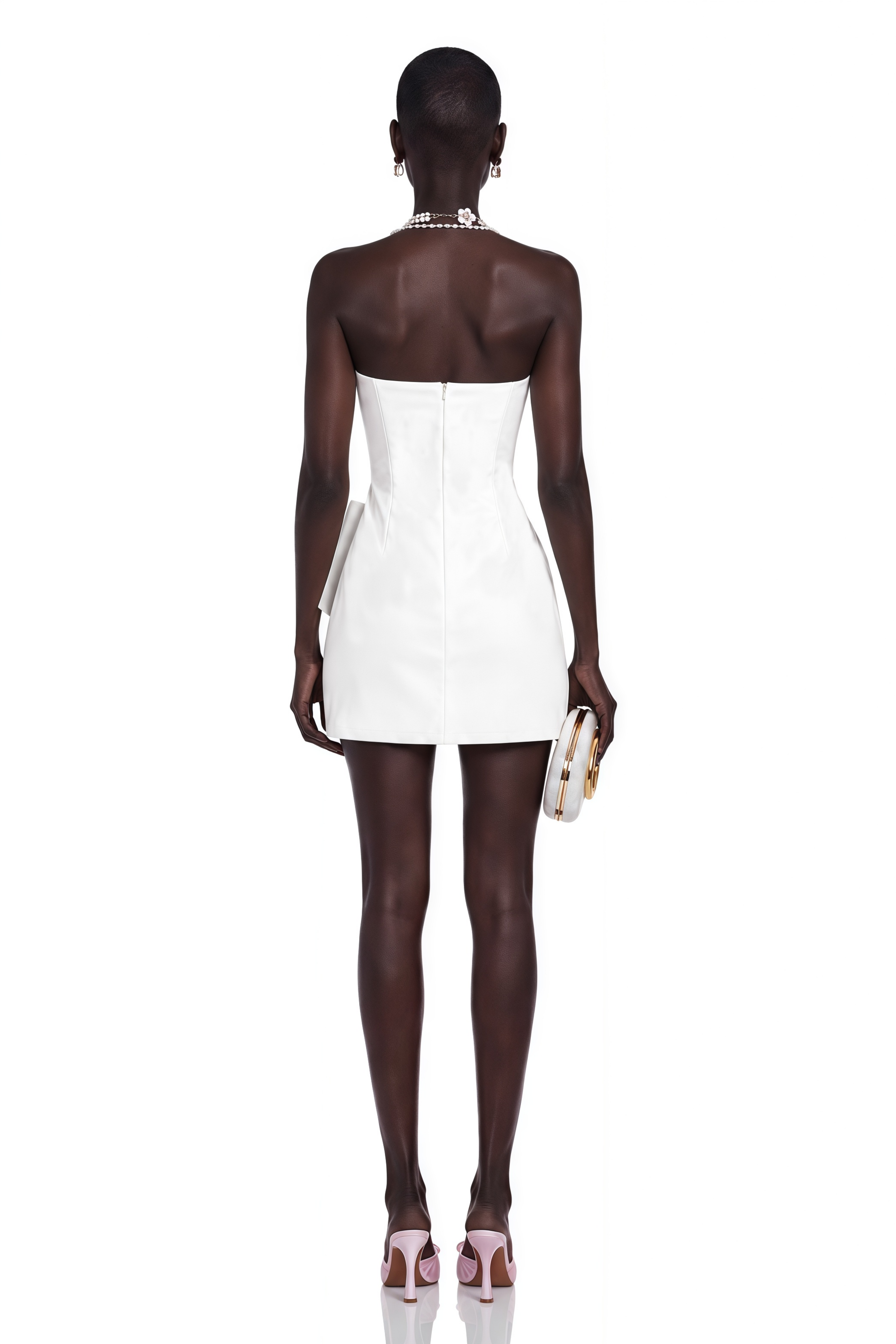 Lanetta bowknot asymmetrical dress in White (Final Sale)