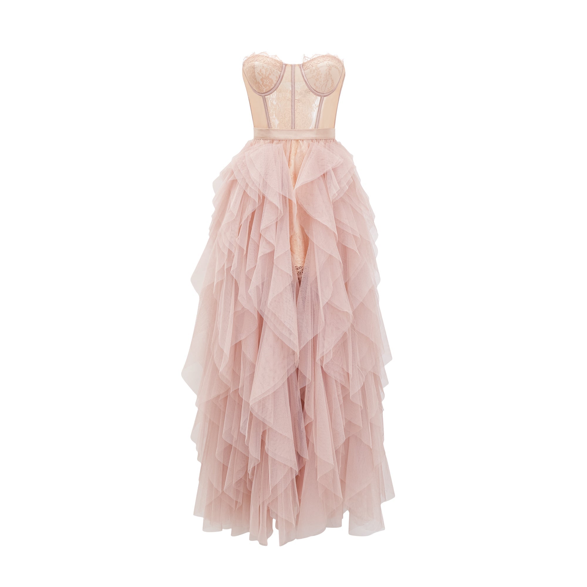 Eilís Pink Bustier Mesh Maxi Dress (Final Sale)