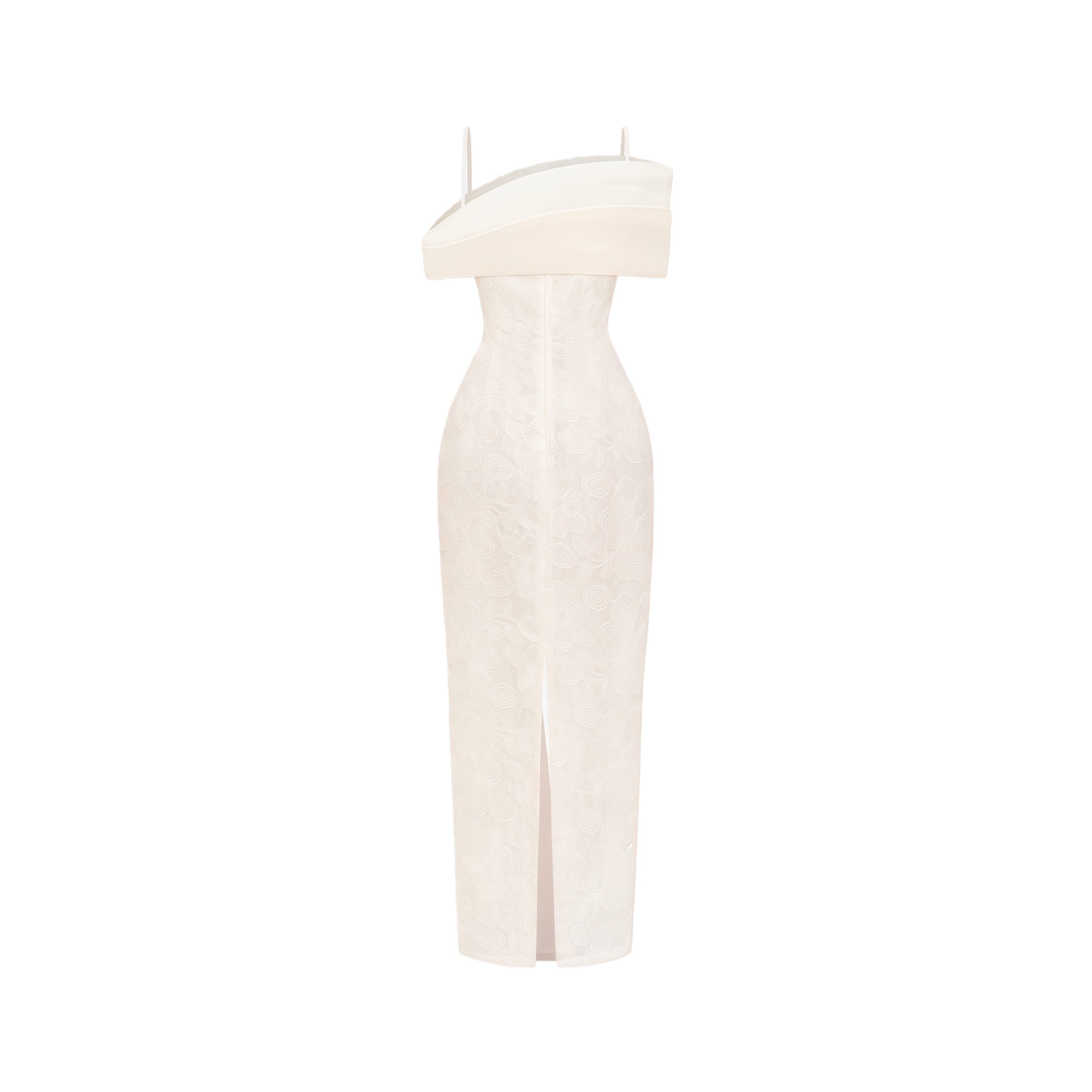 Ortensia Neutral Floral Lace Pencil Maxi Dress (Final Sale-US Only)