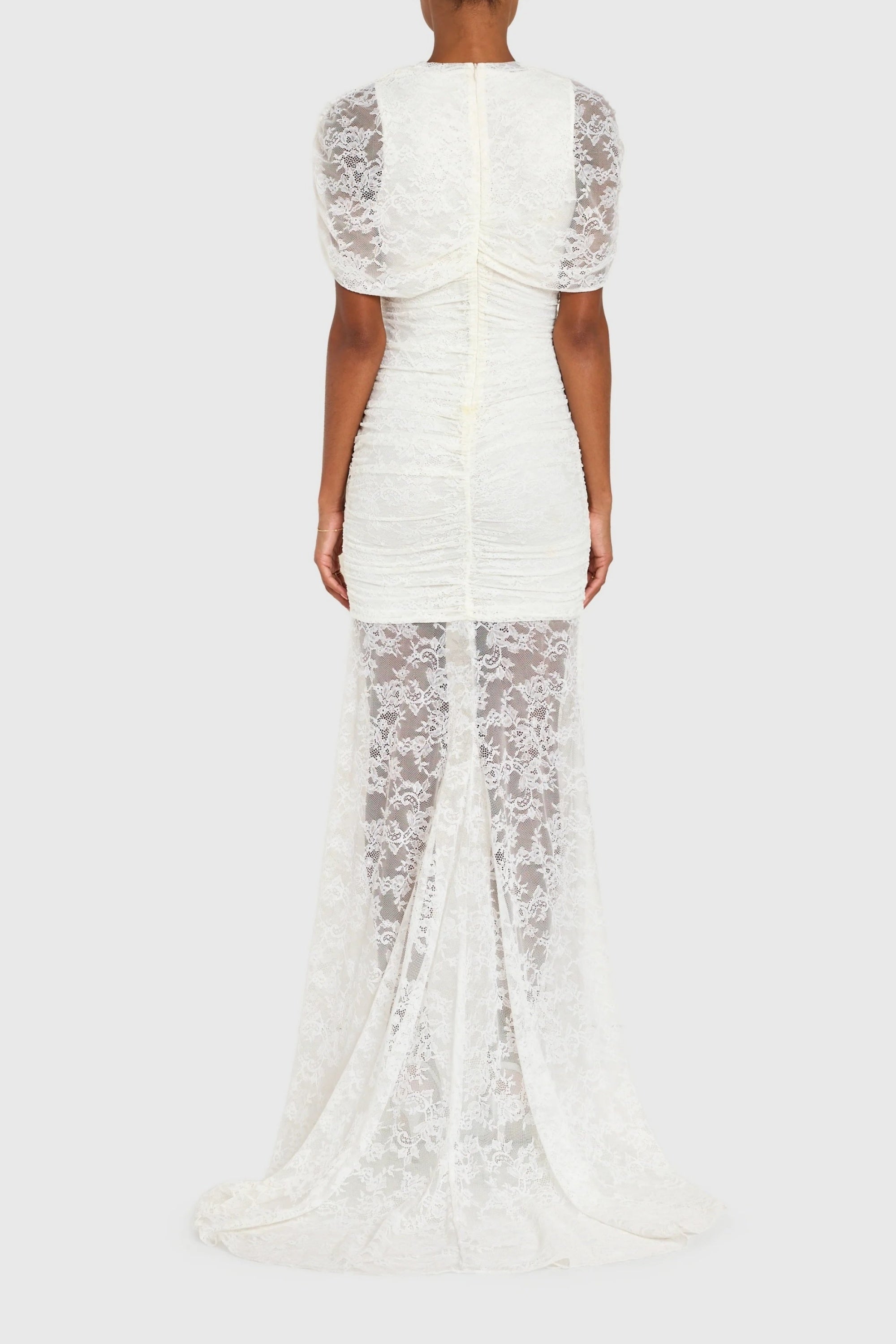 Asymmetrical Ruched Lace Dress