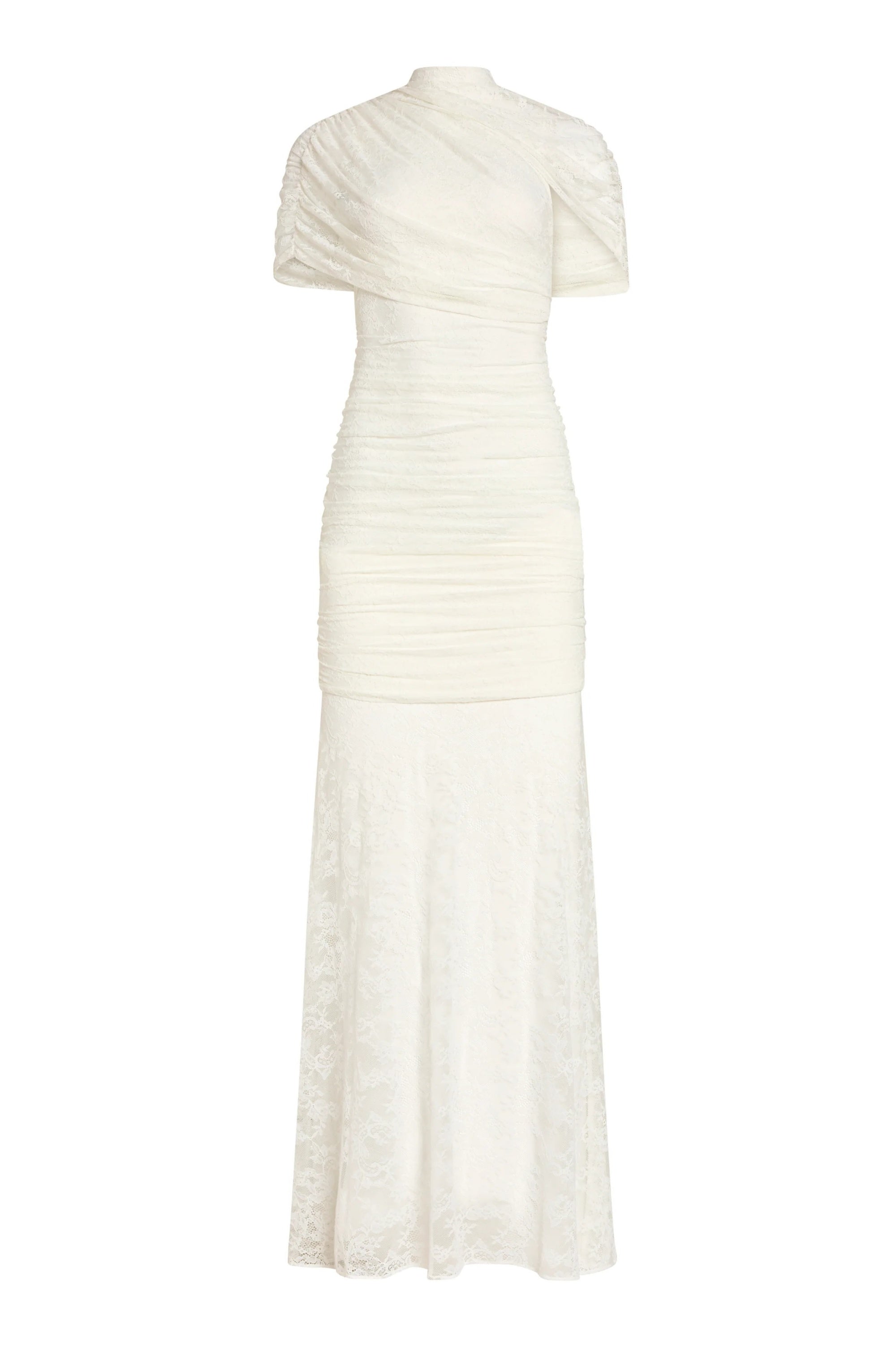 Asymmetrical Ruched Lace Dress