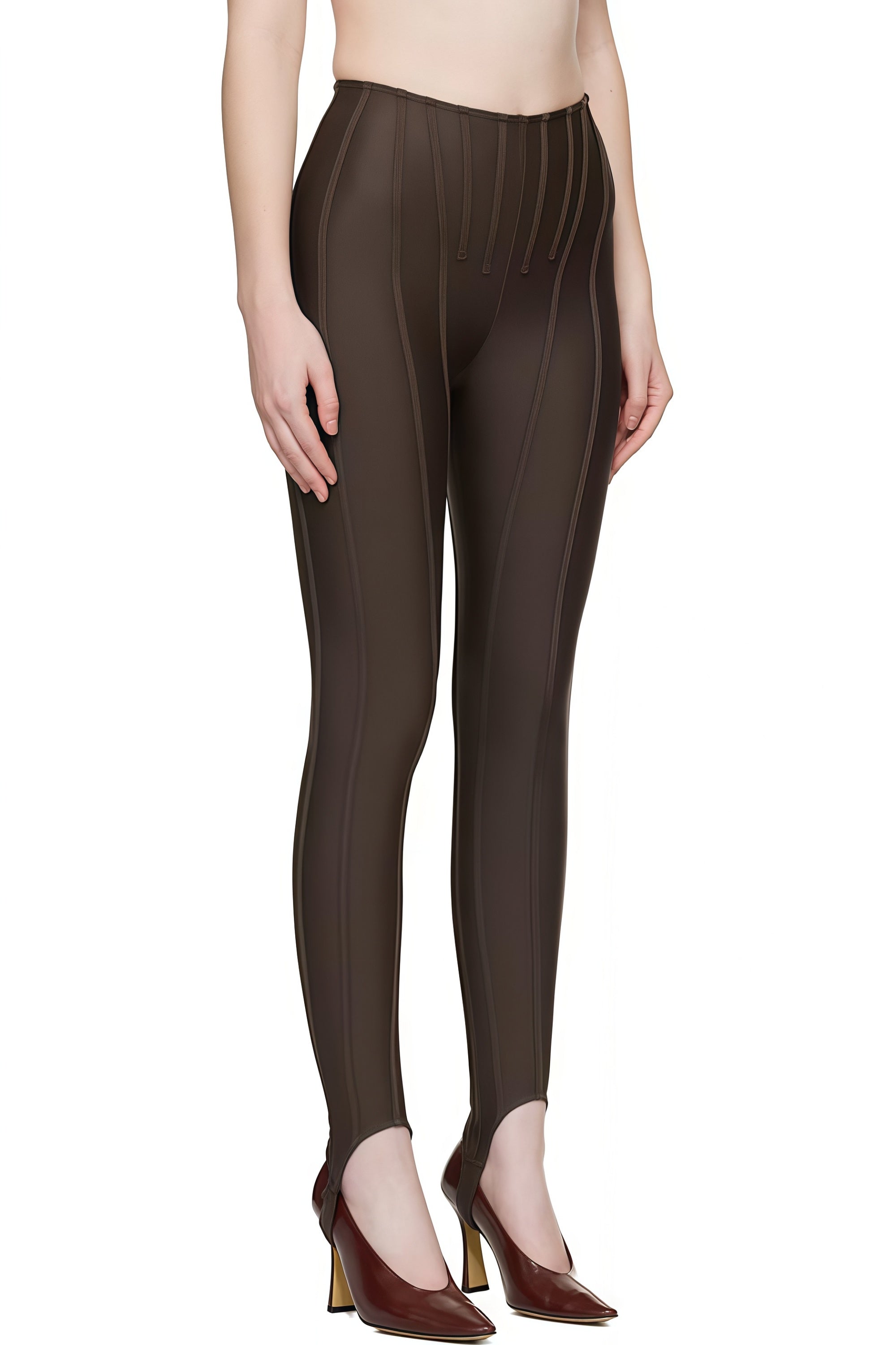 Leggings à coutures marron
