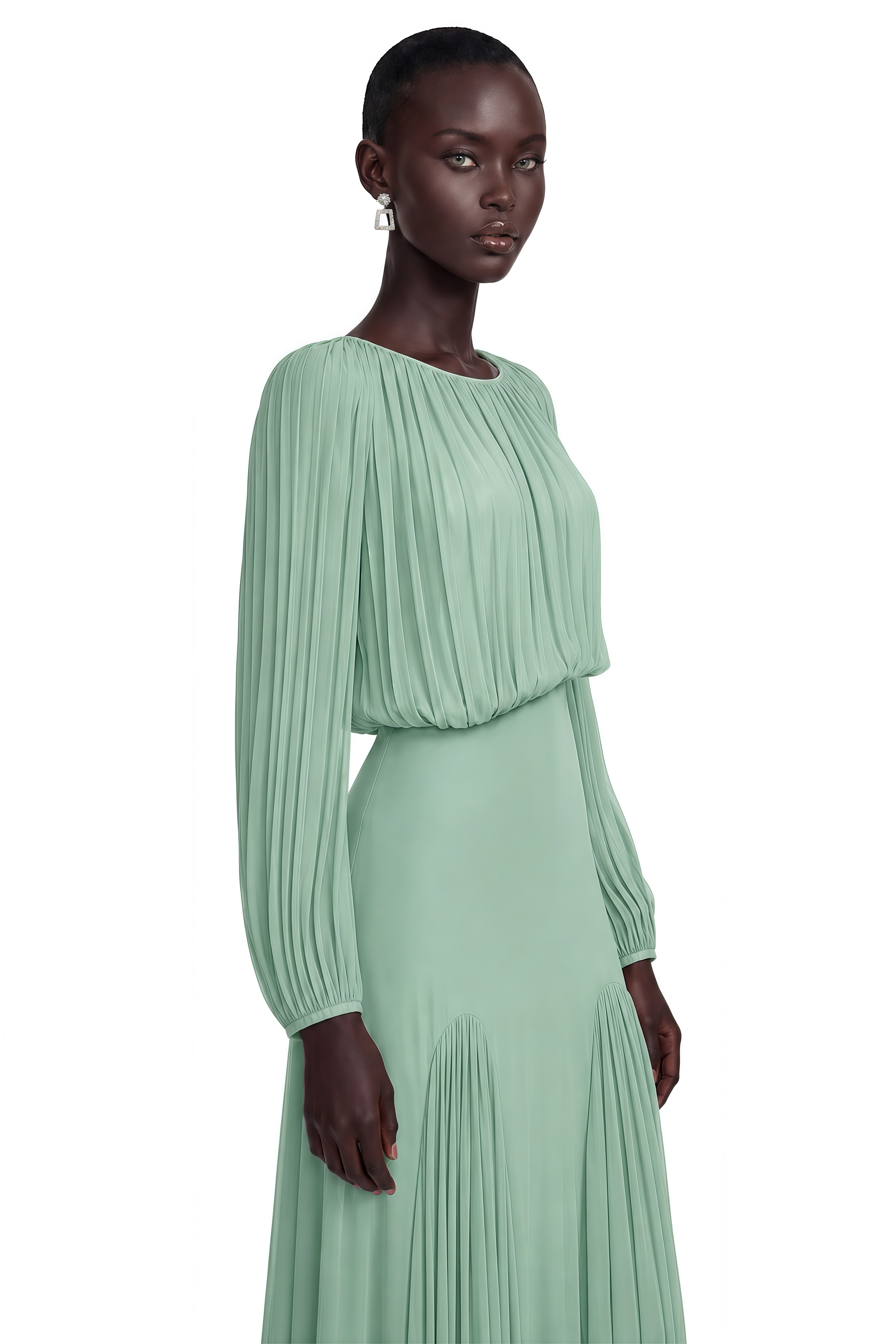 Robe longue plissée à manches « Green Lantern » d'Annabelle