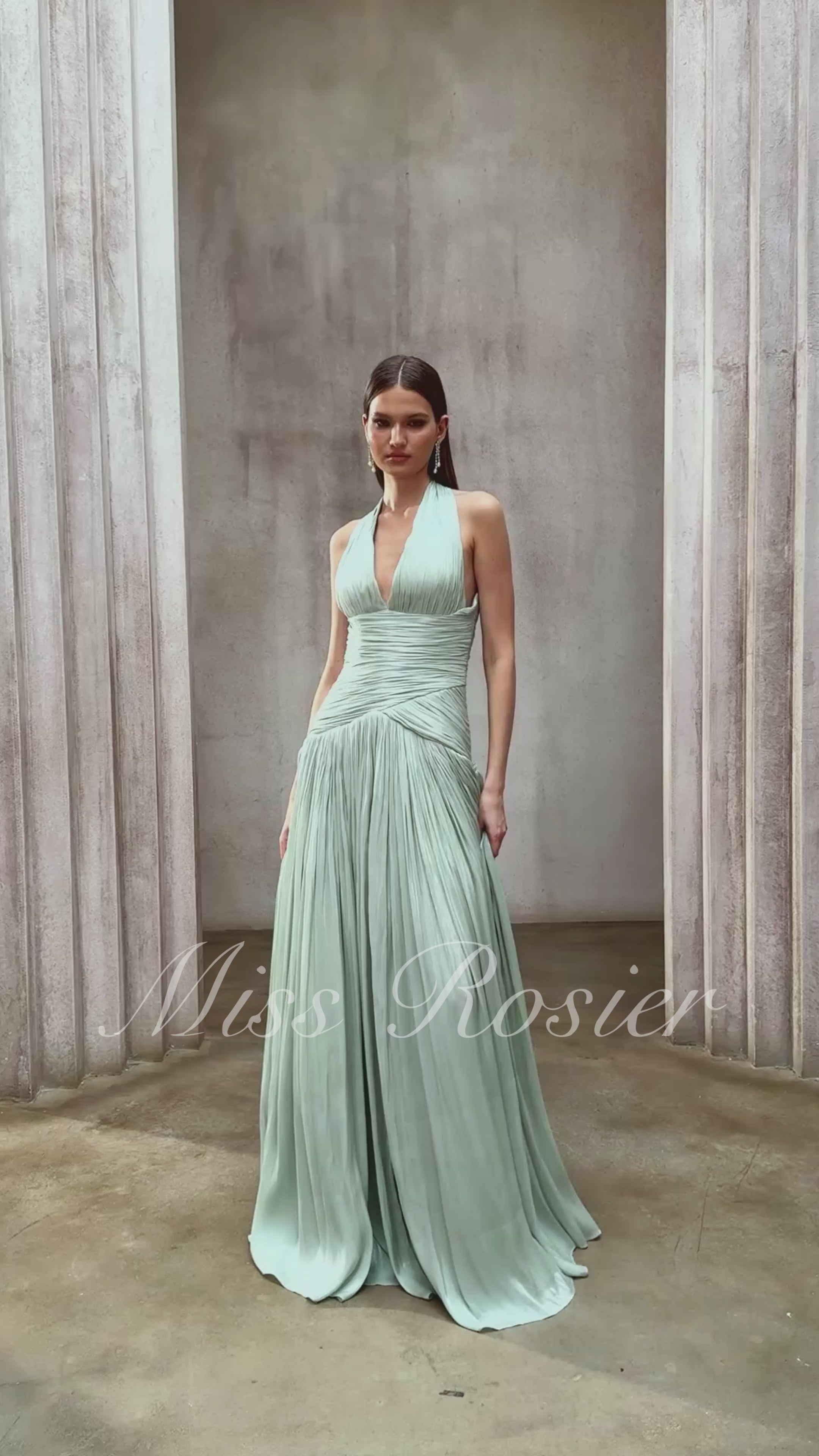 Halter Neck Gathered Maxi Dress